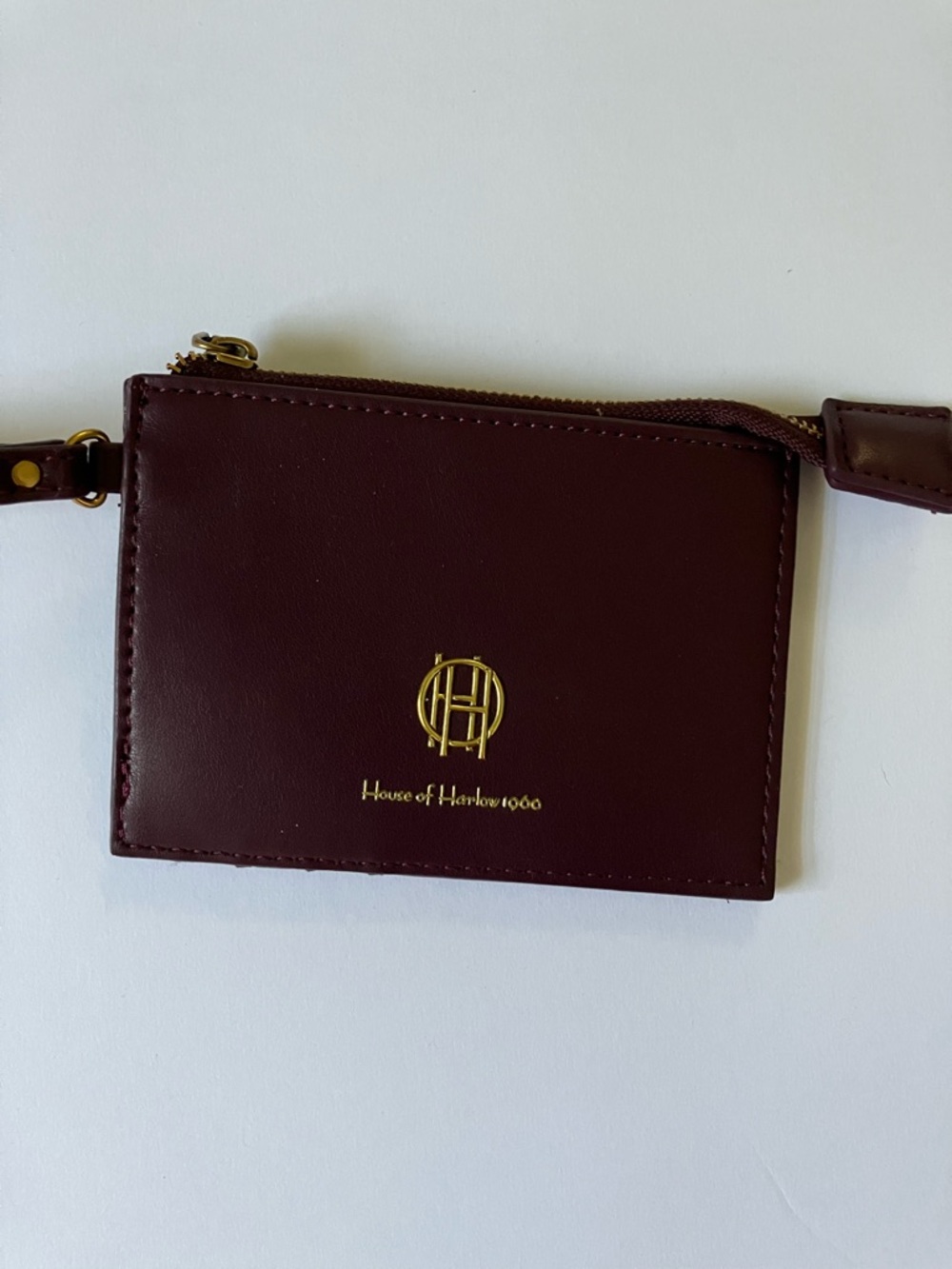 House of Harlowe 1960 Burgundy Leather Card Case with Wrist Strap